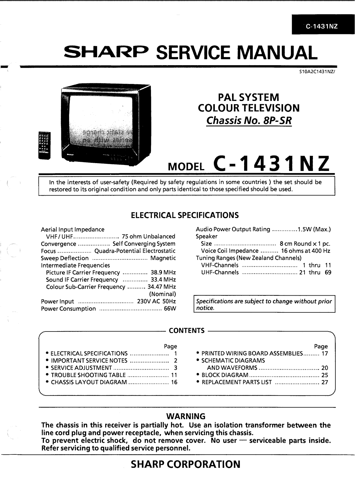 Sharp C-1431NZ Schematic