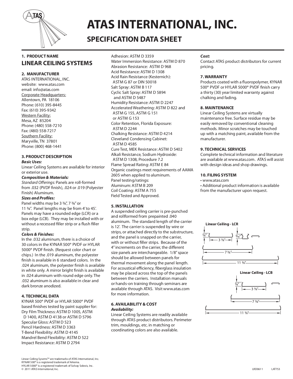 ATAS Linear Ceiling User Manual