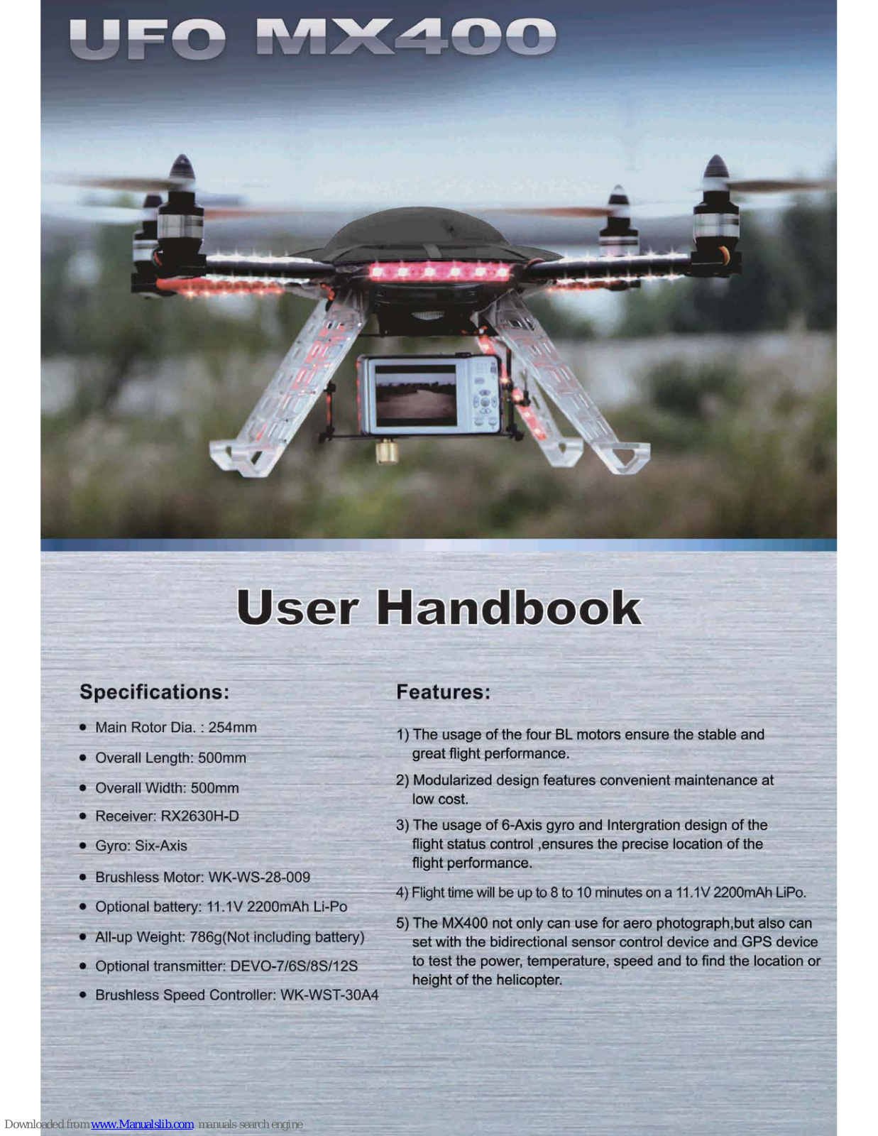 Walkera UFO MX400 User Handbook Manual