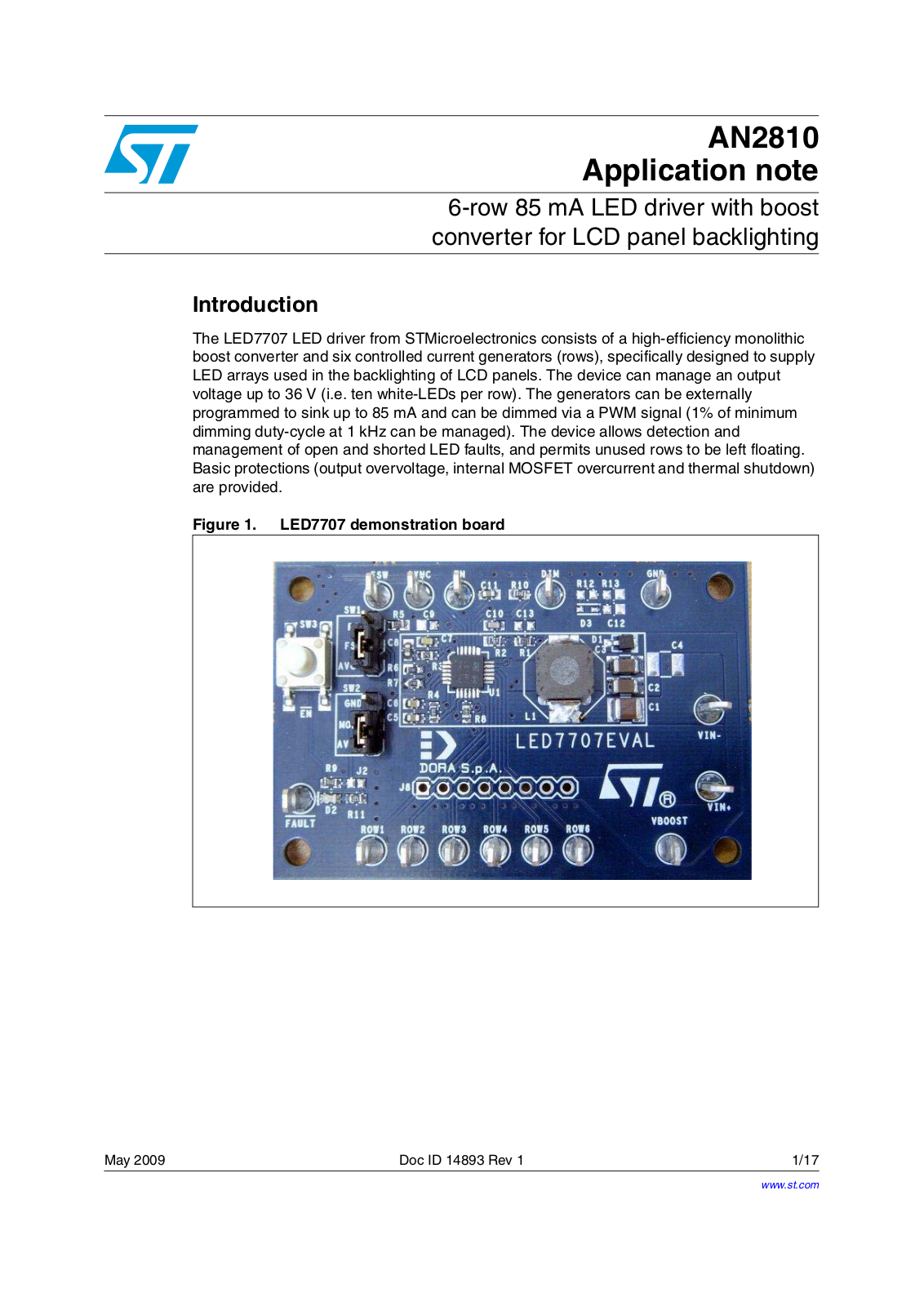 ST AN2810 Application note