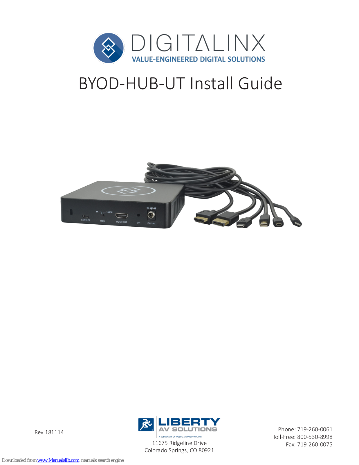 Liberty DigitaLinx BYOD-HUB-UT Installation Manual