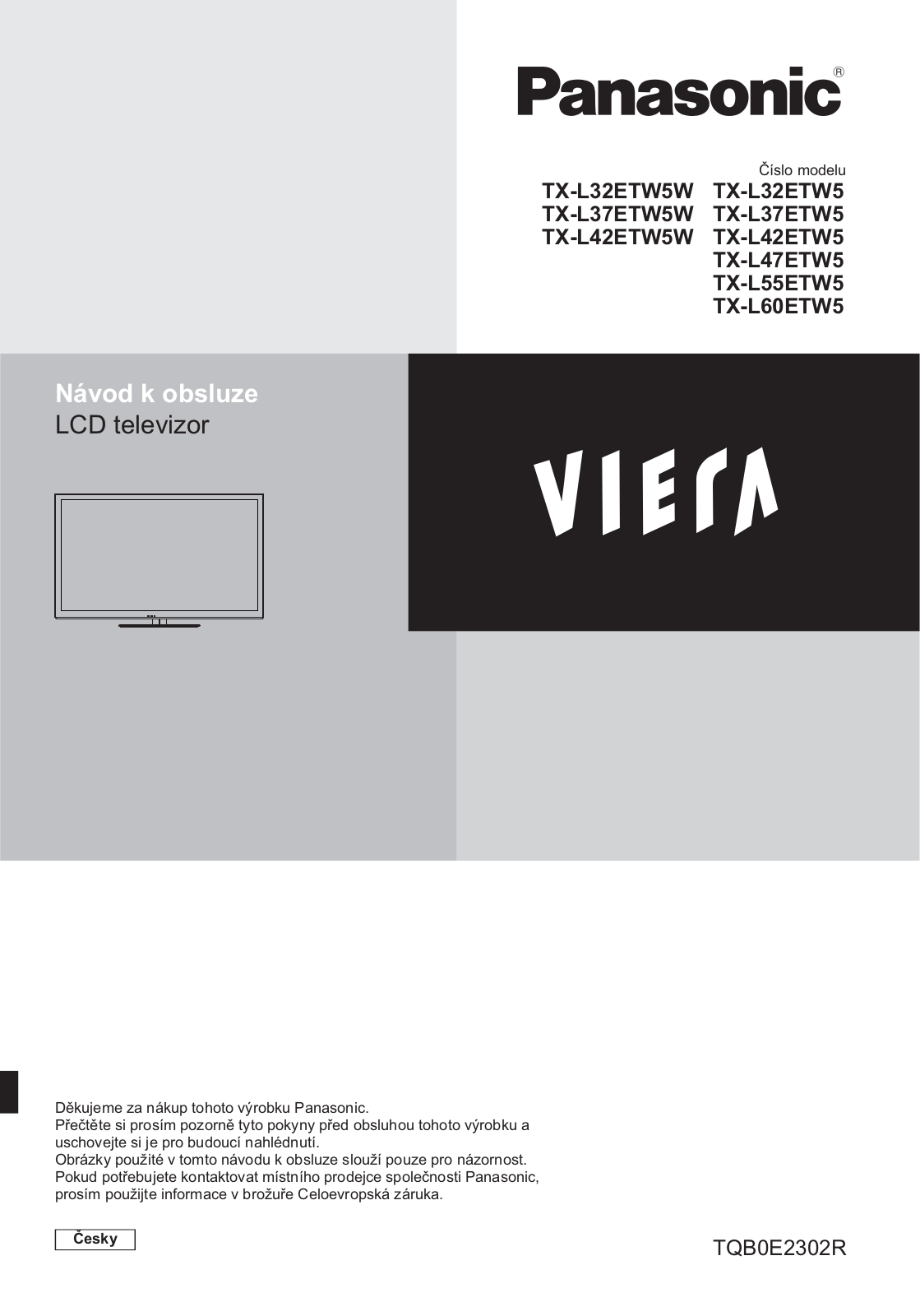 Panasonic TX-L32ETW5W, TX-L37ETW5W, TX-L42ETW5W, TX-L32ETW5, TX-L37ETW5 User Manual