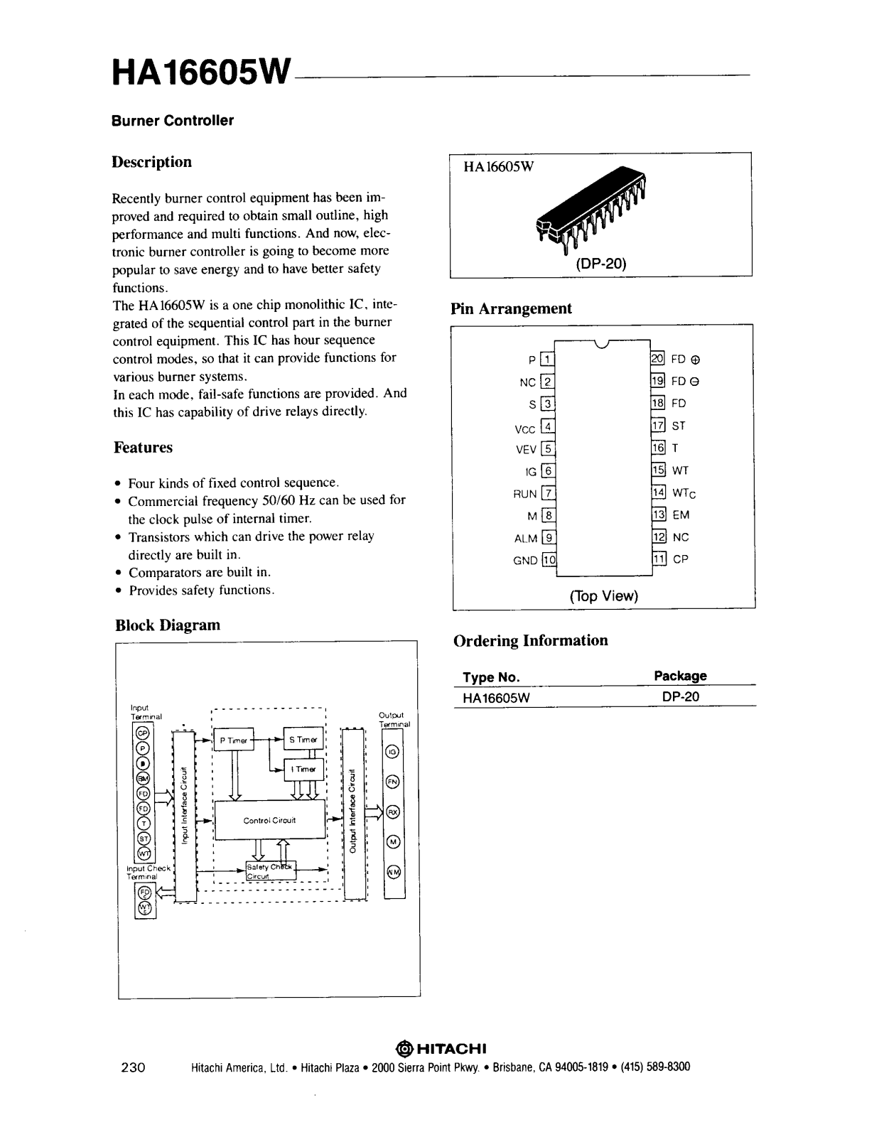 HIT HA16605W Datasheet