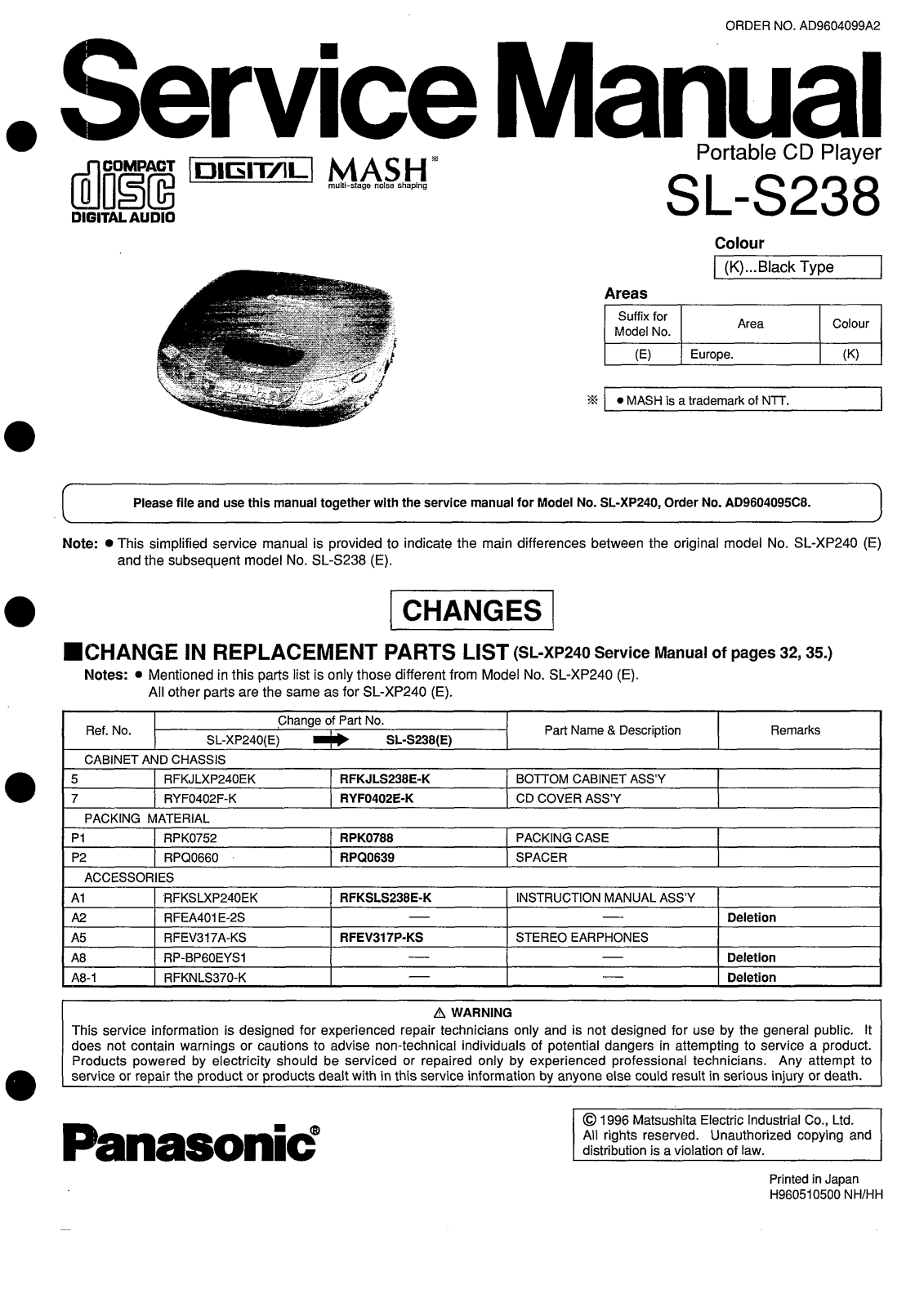 Technics SLS-238 Service manual