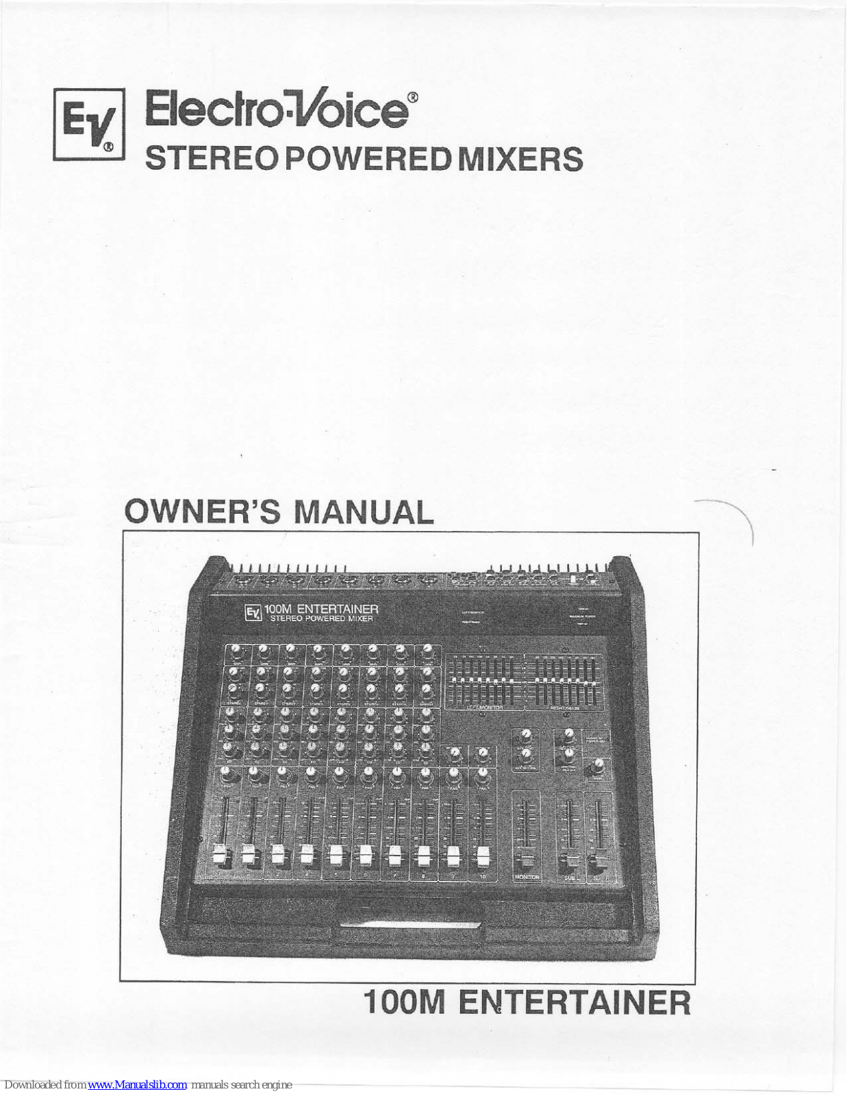 Electro-Voice 100M Entertainer Owner's Manual