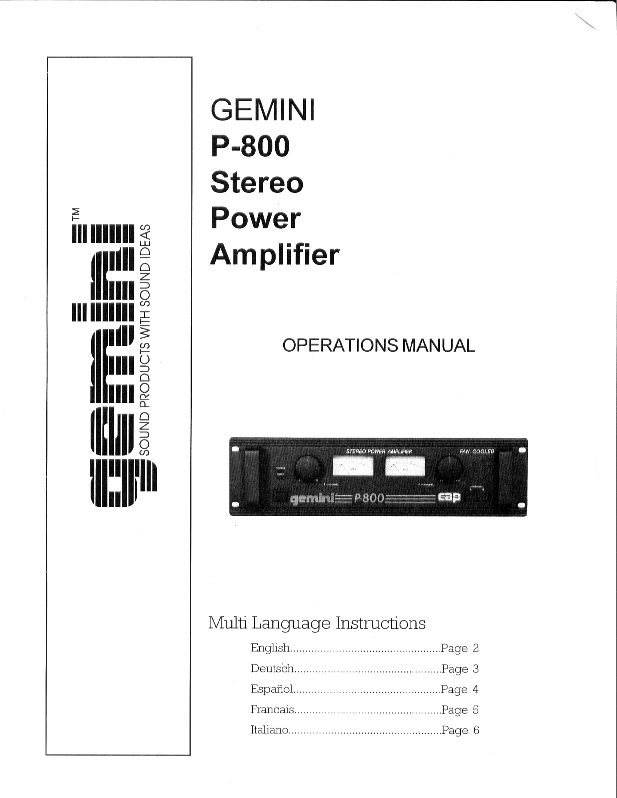 Gemini Industries P-800 User Manual