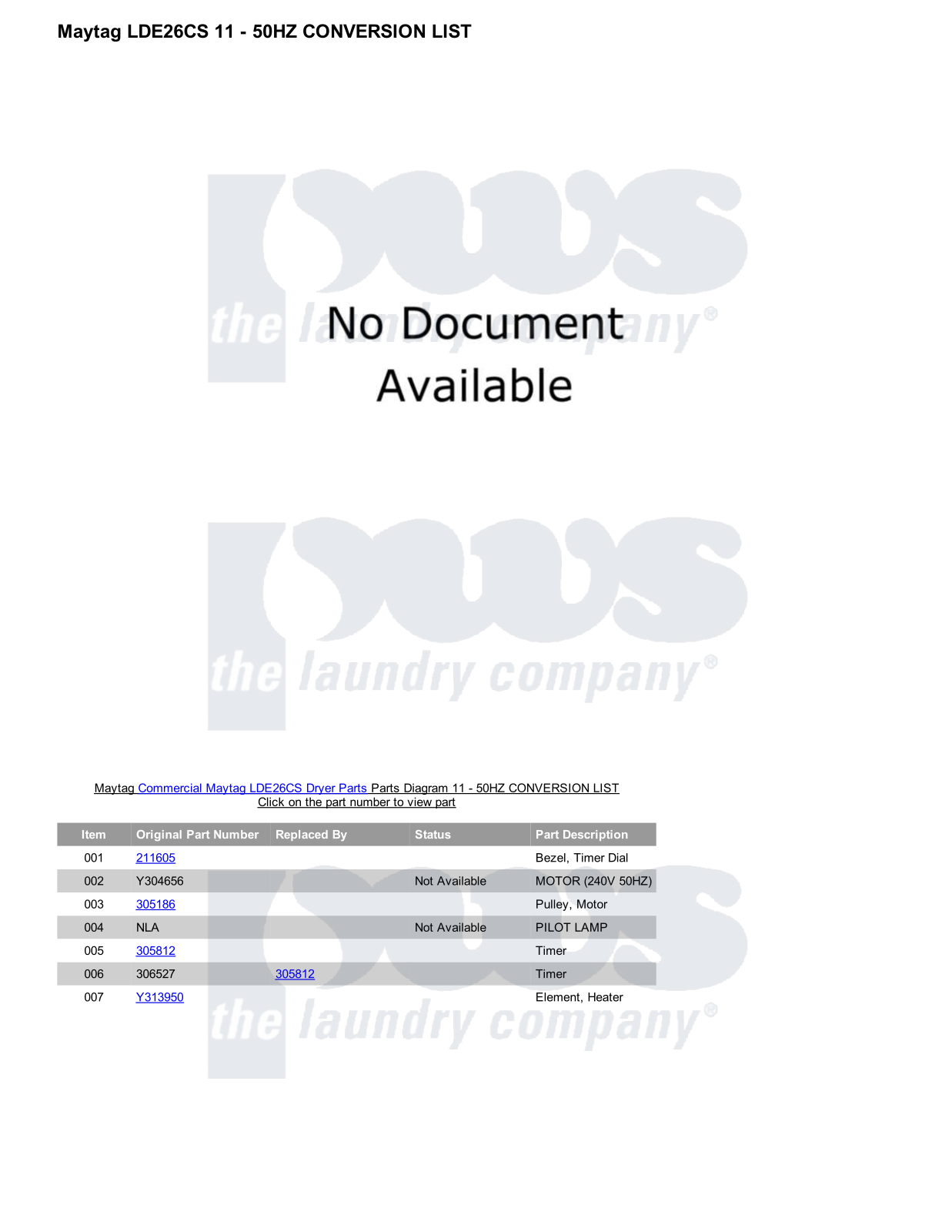 Maytag LDE26CS Parts Diagram