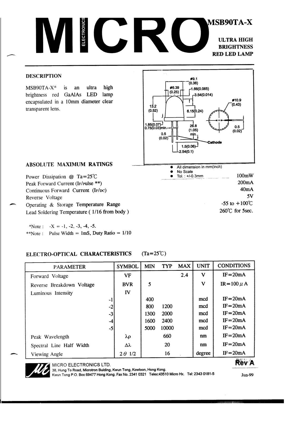 MICRO MSB90TA-1, MSB90TA-2, MSB90TA-5, MSB90TA-3, MSB90TA-4 Datasheet