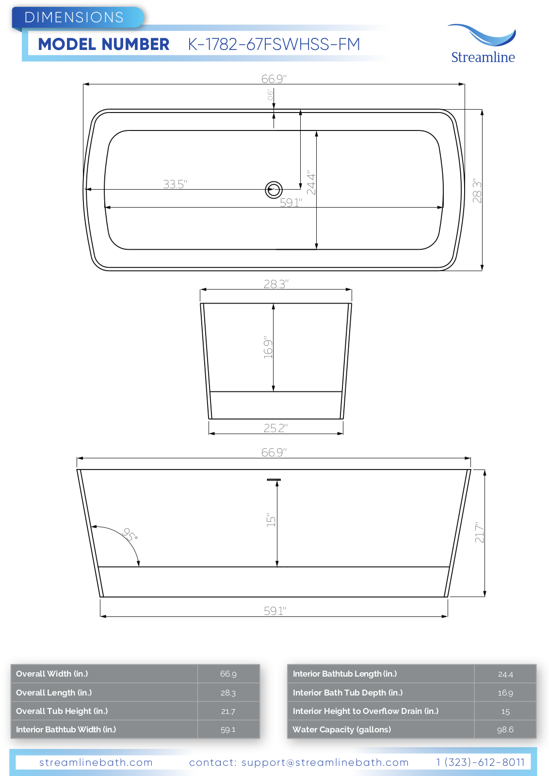 Streamline KH1782100 Specifications