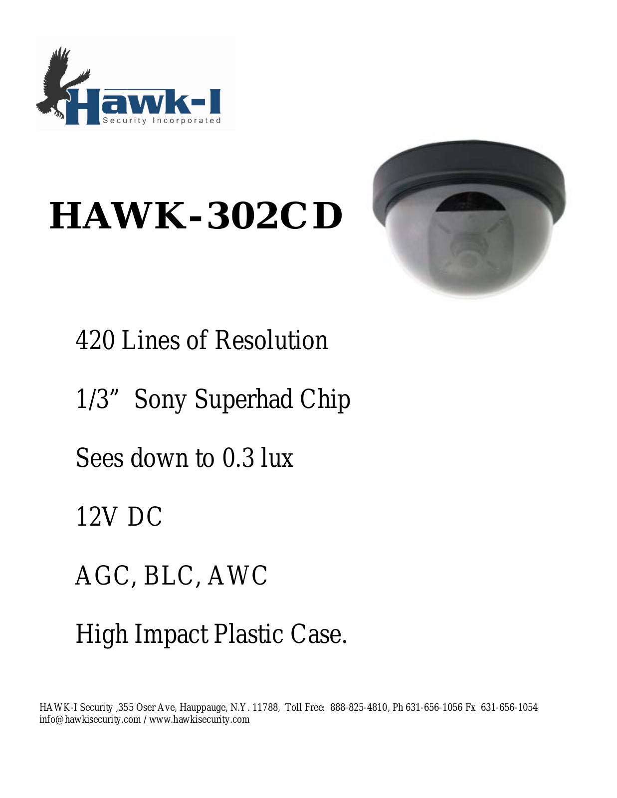 Hawk-I HAWK-302CD Specsheet