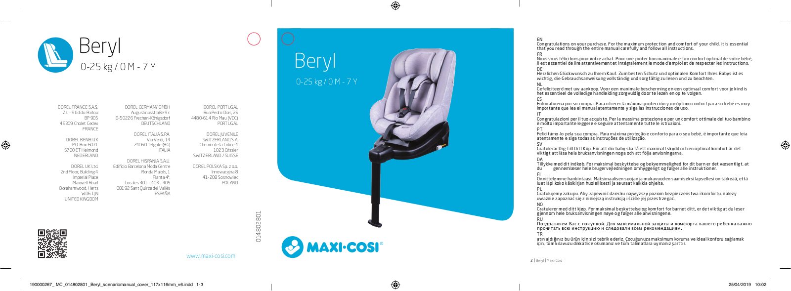 Maxi-Cosi Beryl Nomad Grey User manual