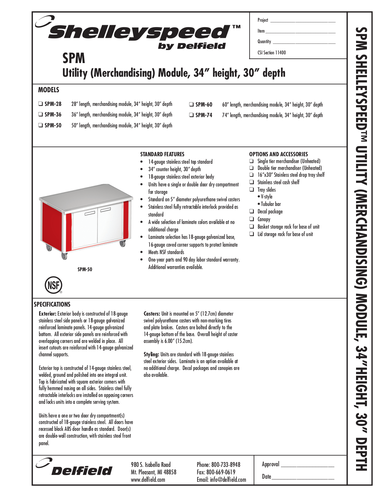 Shelley SPM Specifications