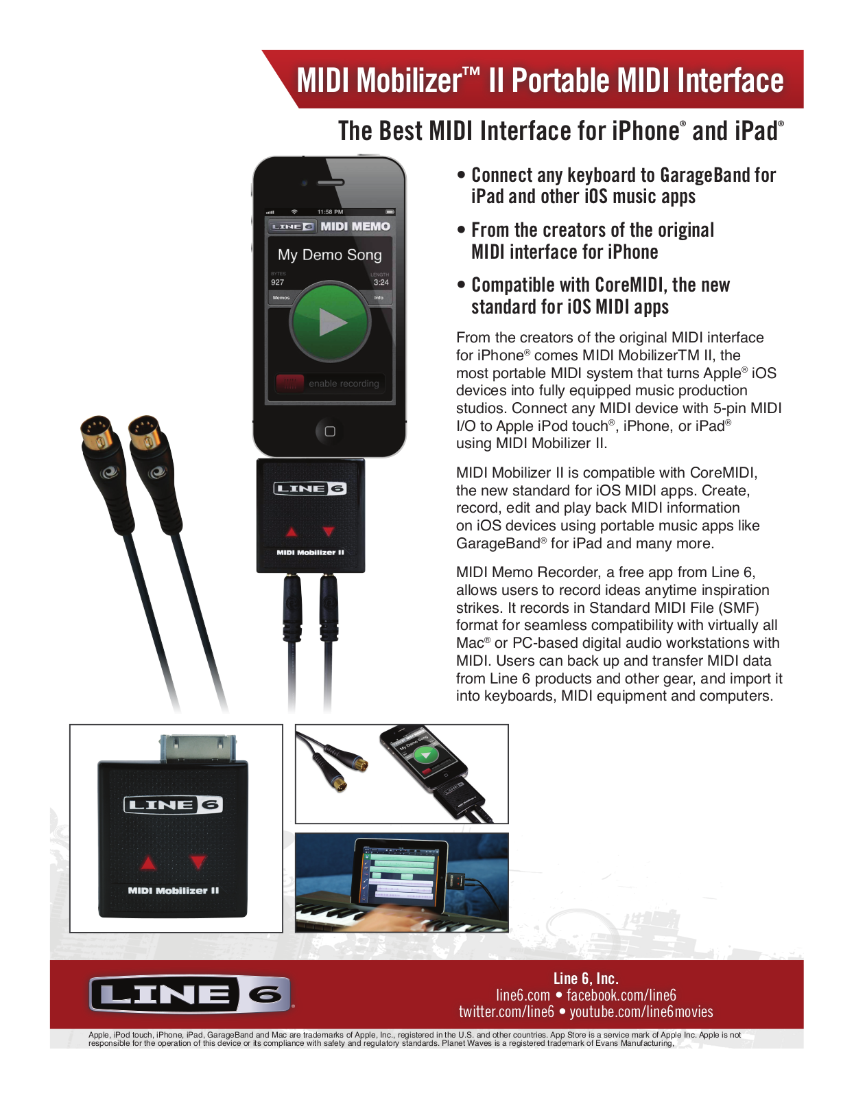 Line 6 MIDI Mobilizer II Data sheet