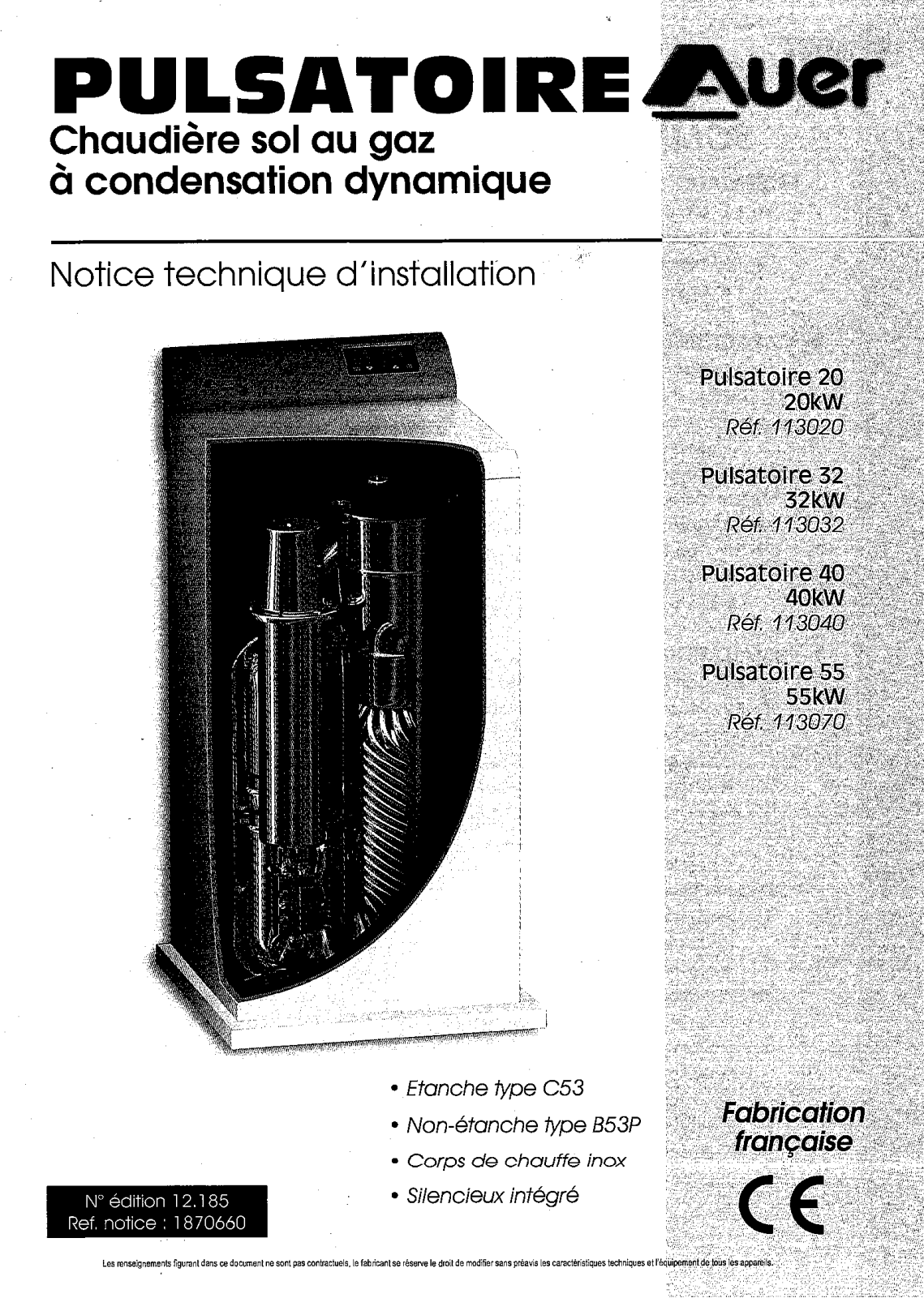 AUER Pulsatoire 20, Pulsatoire 32, Pulsatoire 40, Pulsatoire 55 User Manual