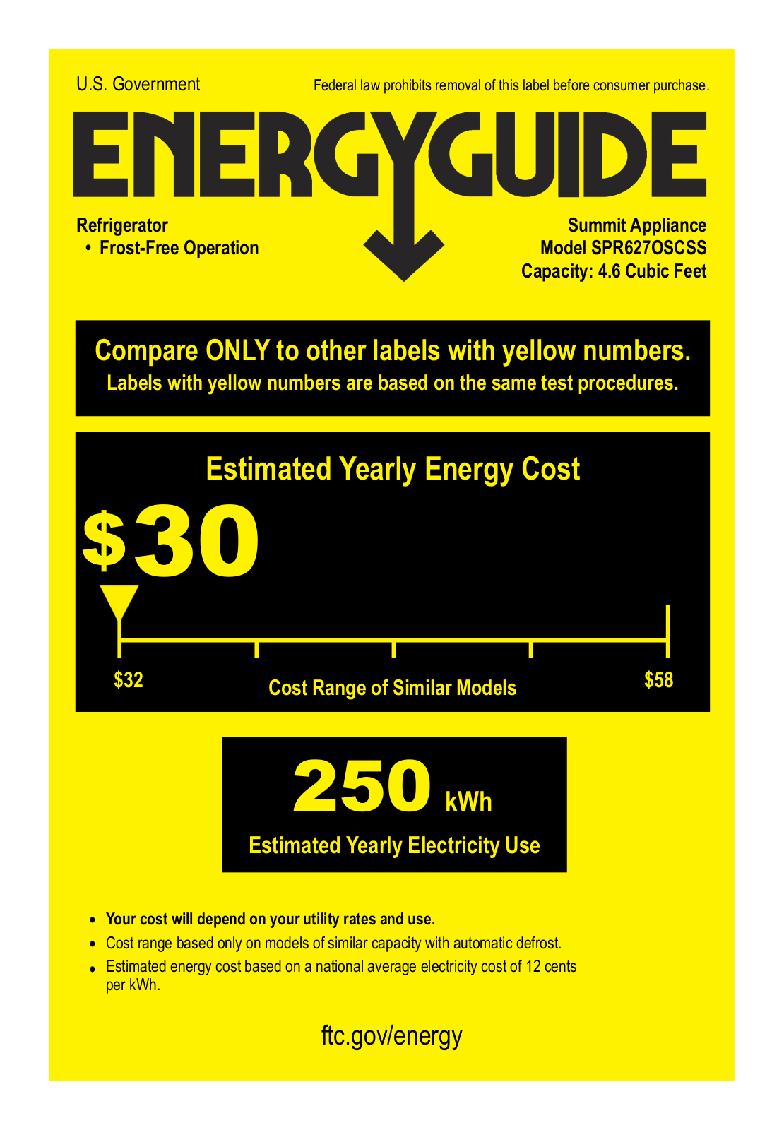 Summit SPR627OSCSS Energy manual