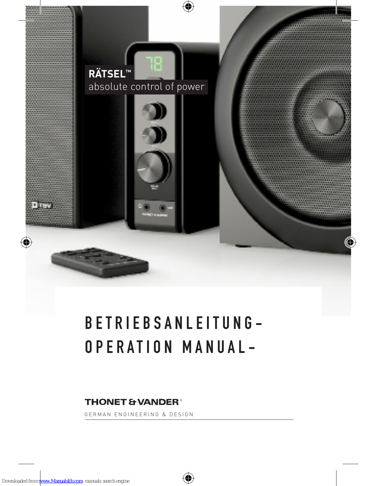 Thonet & Vander RATSEL Operation Manual