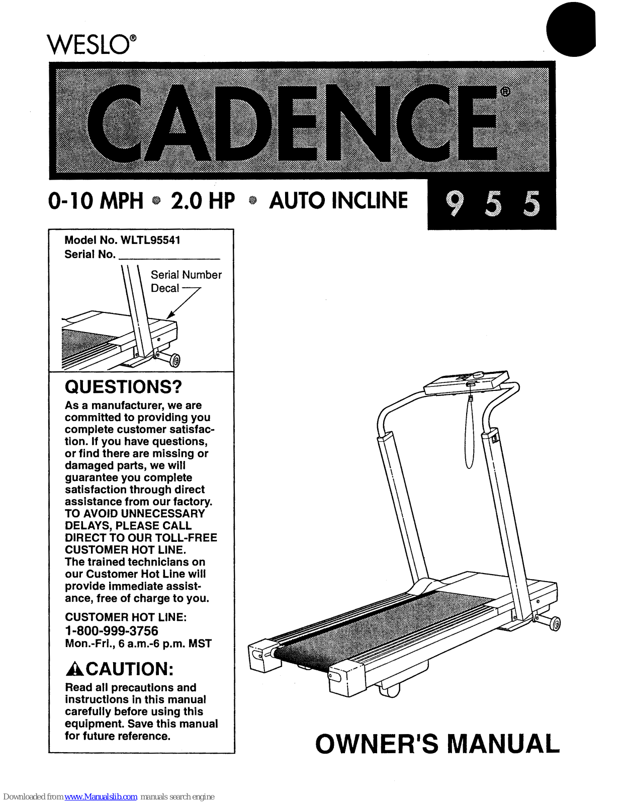 Weslo Cadence 955 User Manual