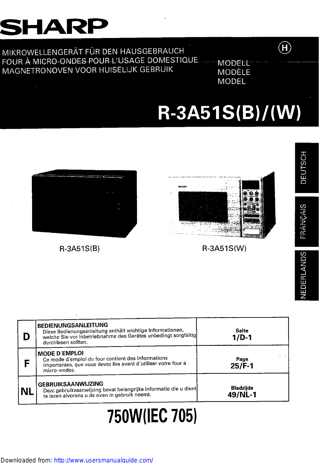 SHARP R-3A51S User Manual