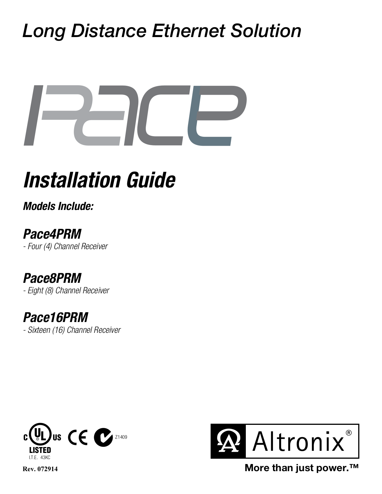 Altronix PACE16PRM, PACE4PRM, PACE8PRM User Manual