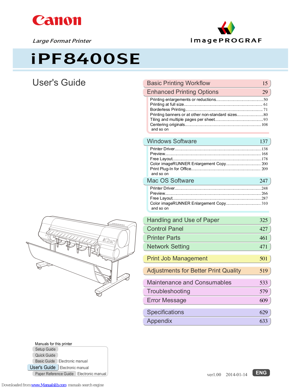 Canon iPF8400SE imagePROGRAF User Manual