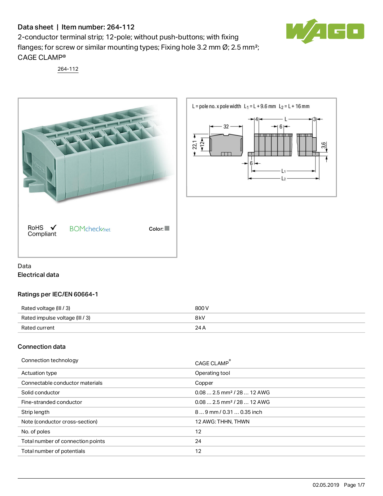 Wago 264-112 Data Sheet