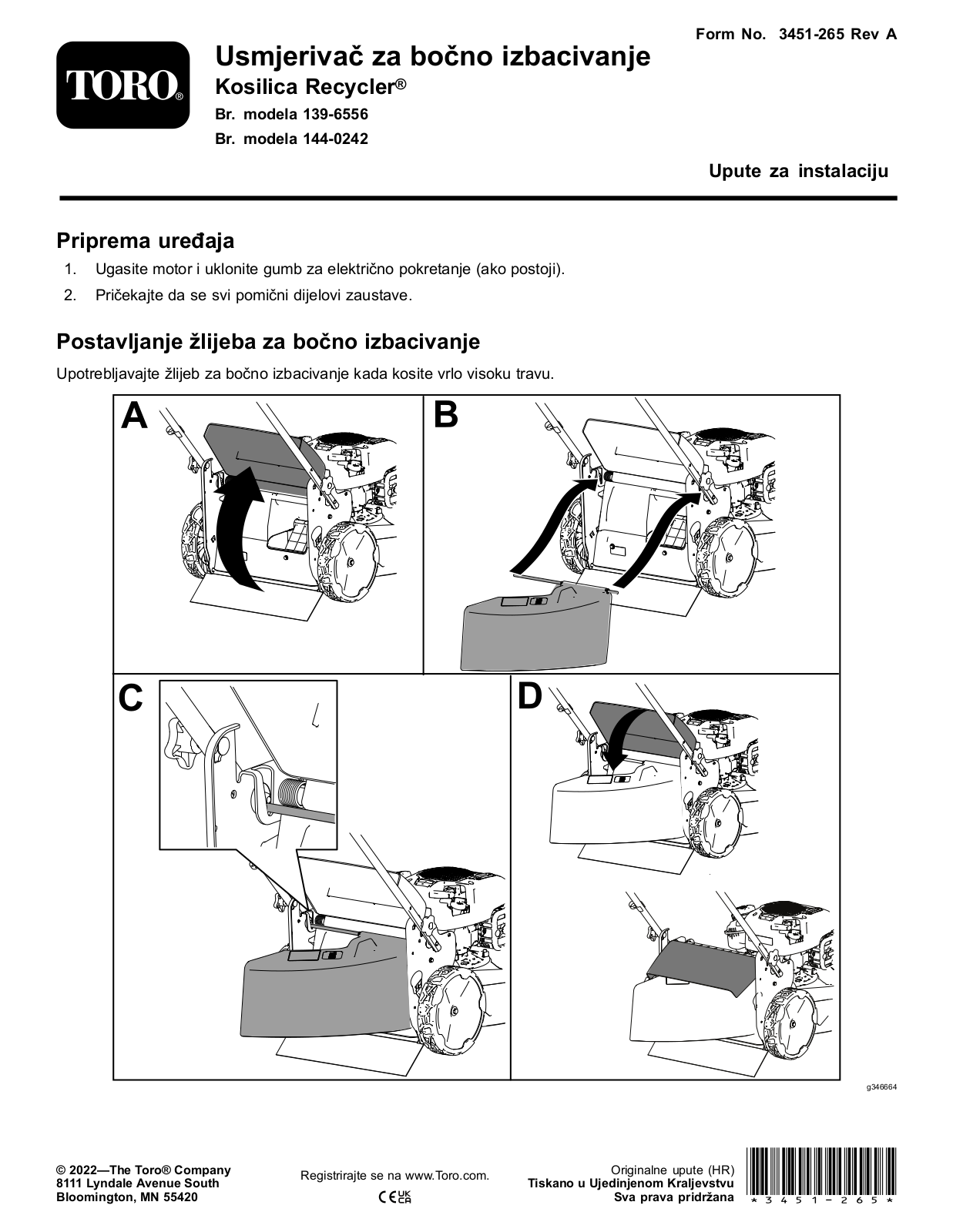 Toro 139-6556 Installation Instructions