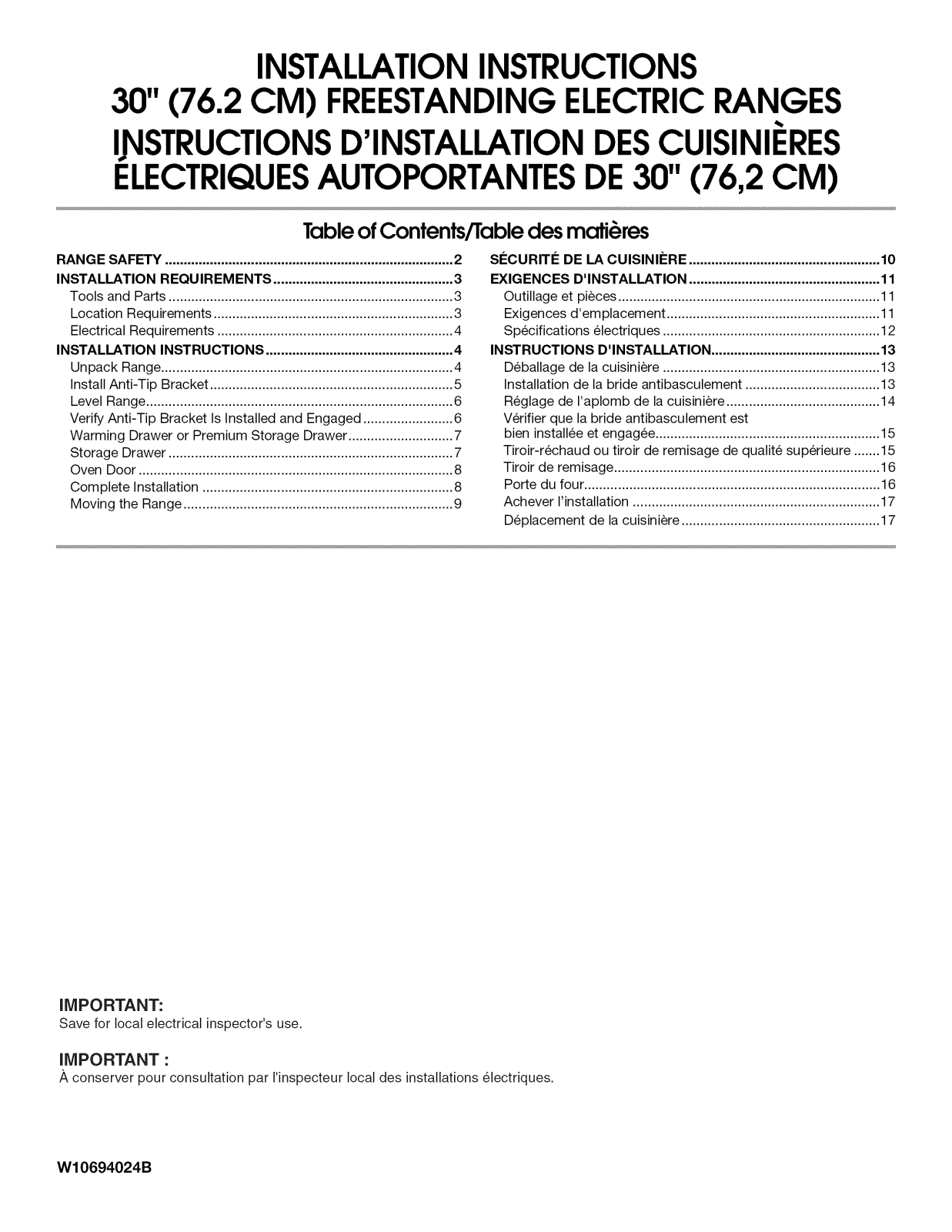 KitchenAid YKFES530ESS0, YKFEG510ESS1, YKFEG510ESS3, YKFEG510ESS0, YKFEG500EWH0 Installation Guide - ManualMachine.com