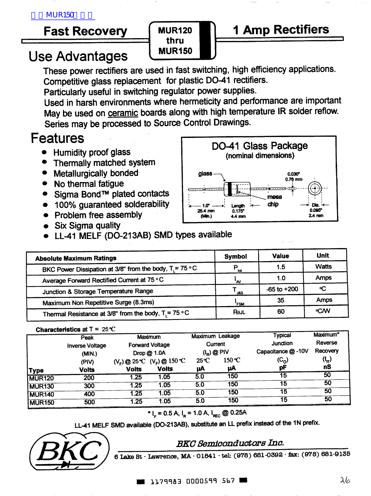 BKC MUR120, MUR150 User Manual