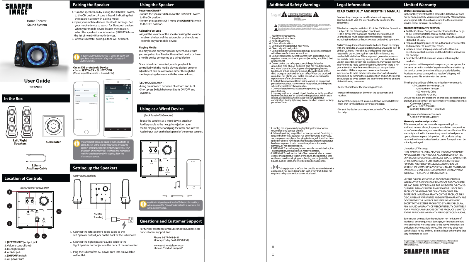 Sharper image SBT2005 User Manual