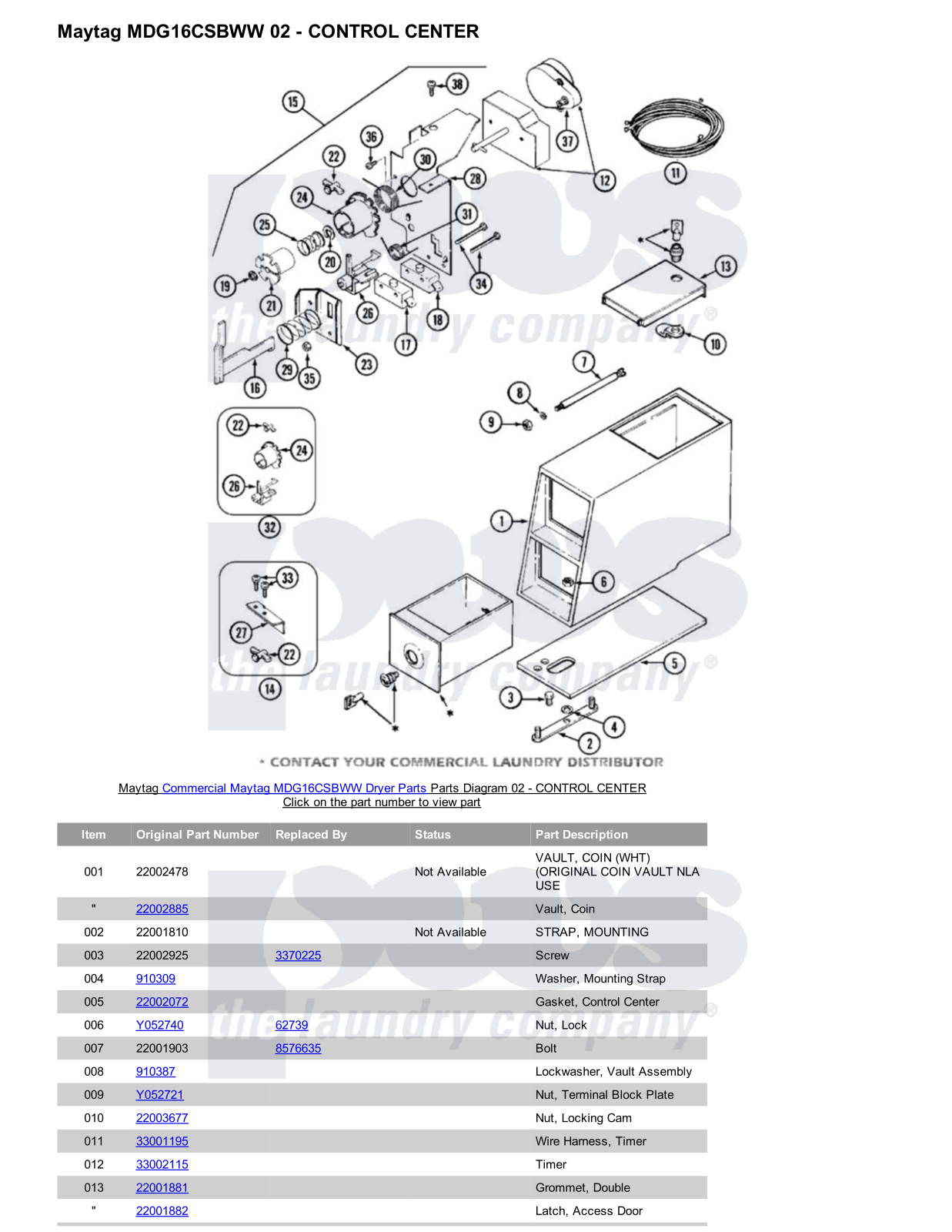 Maytag MDG16CSBWW Parts Diagram