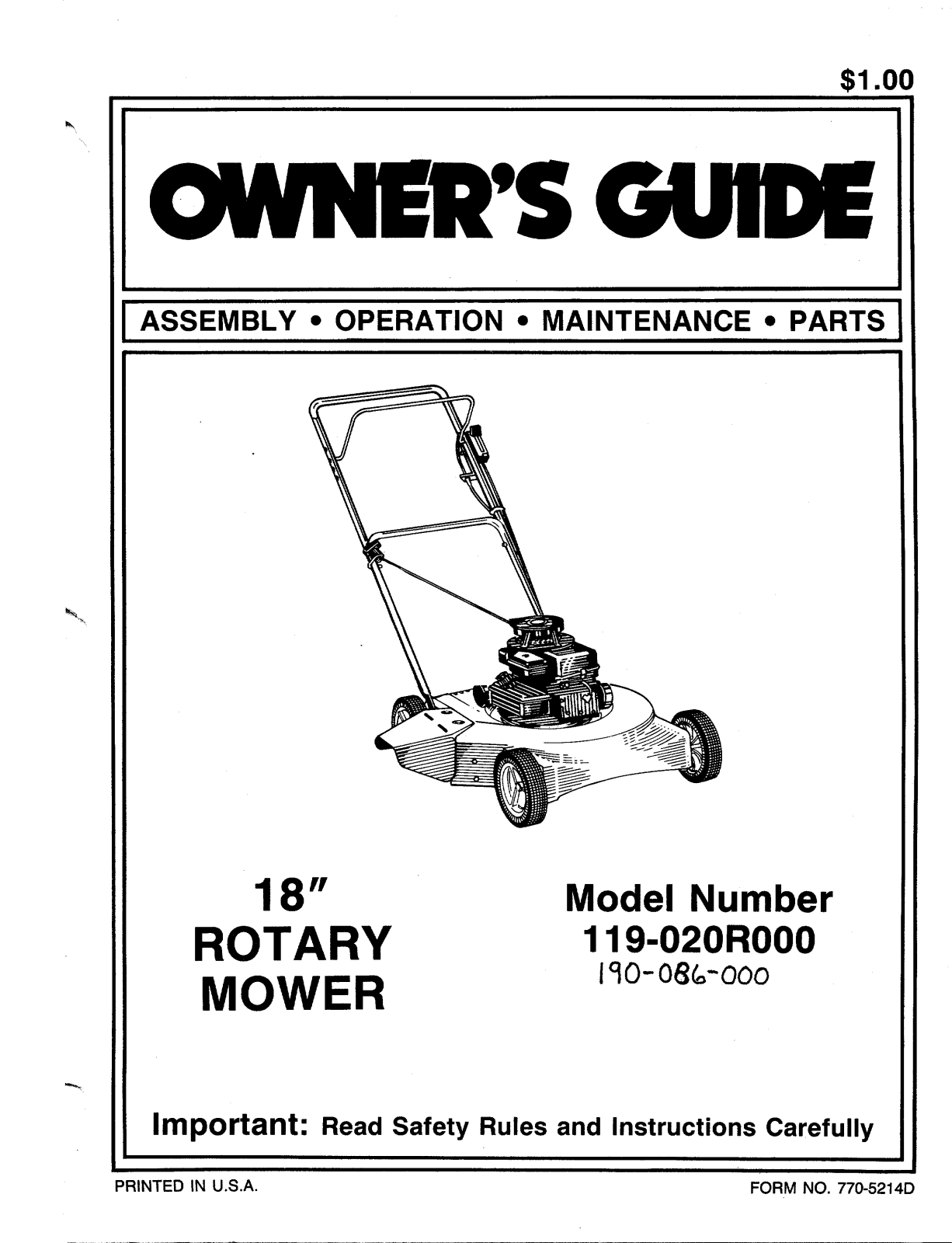 MTD 119-020R000 User Manual