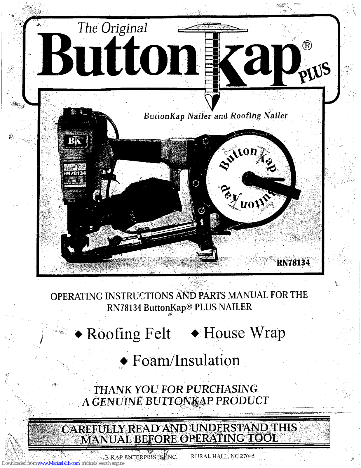 ButtonKap RN78134 Operating Instructions Manual - ManualMachine.com