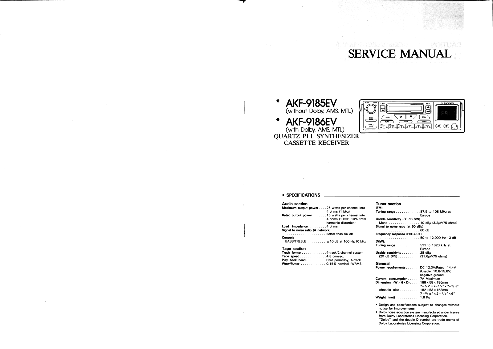 Daewoo AKF-9185EV Service Manual