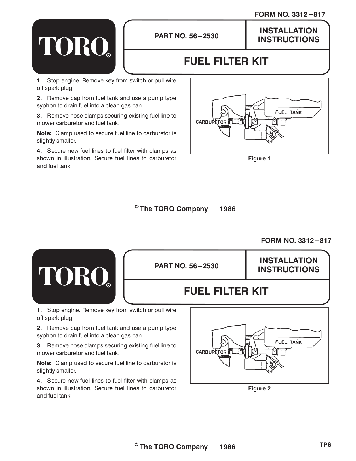 Toro 56-2530 Installation Instructions