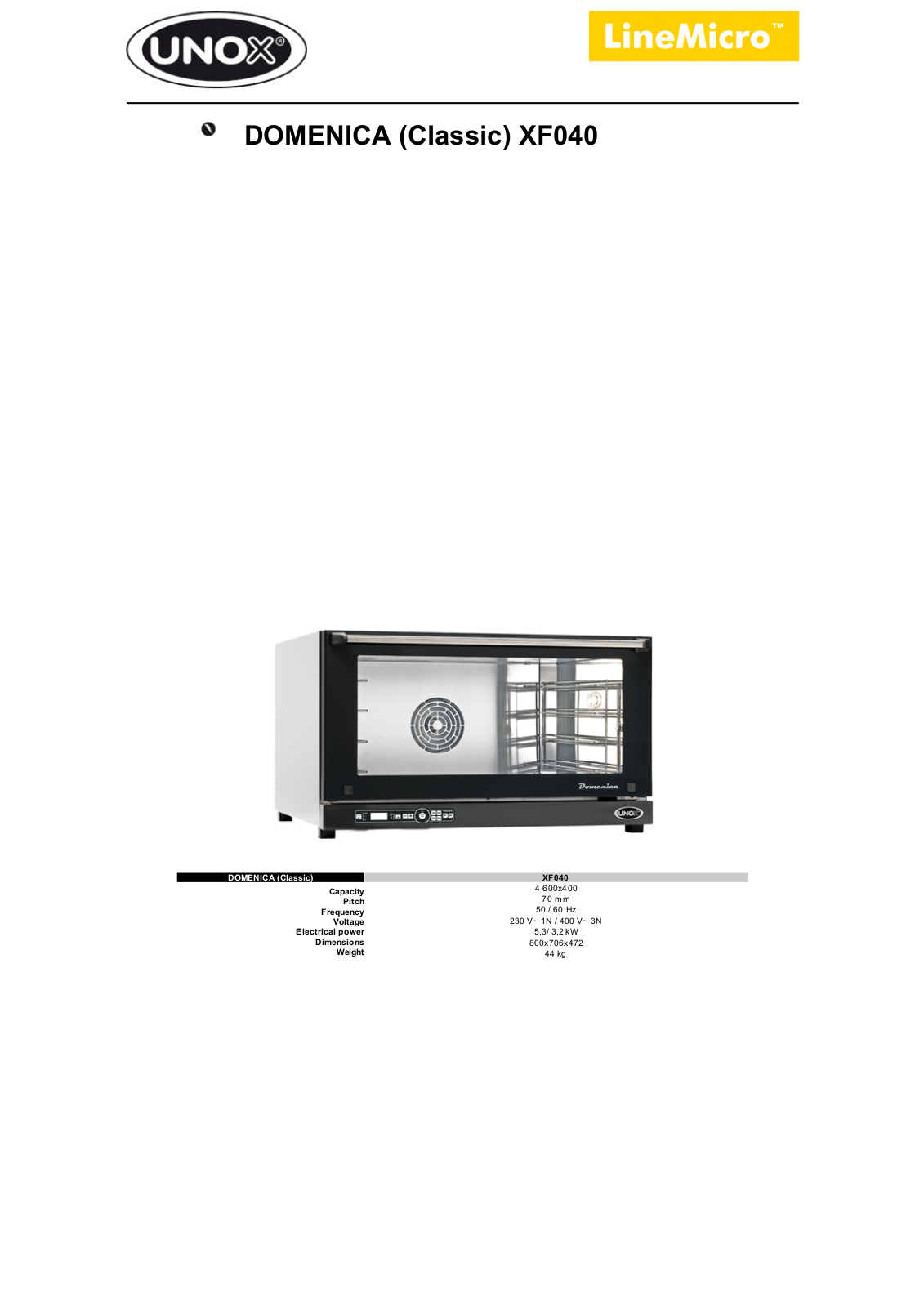 Unox XF040 User Manual