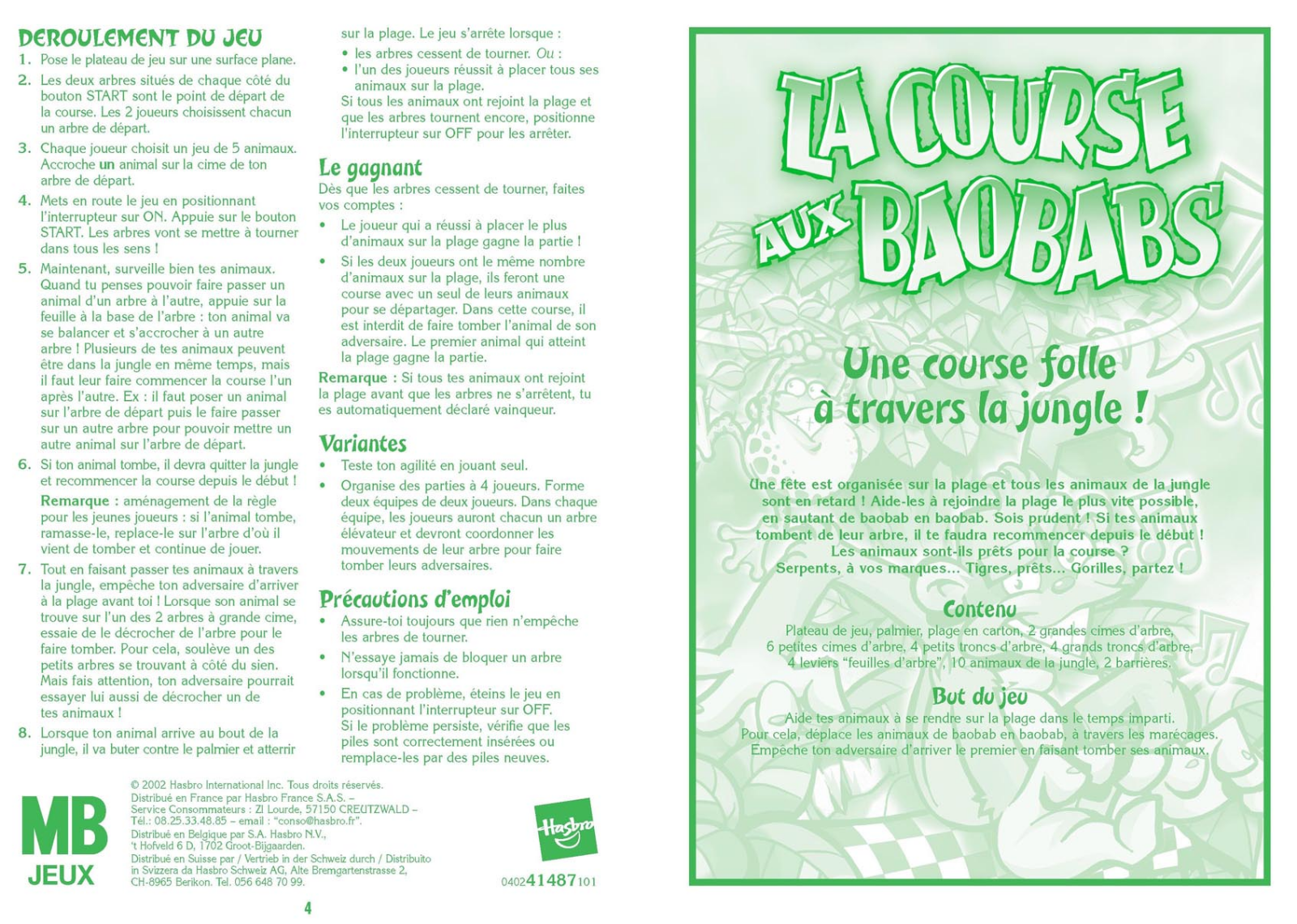 HASBRO COURSE AUX BAOBABS User Manual