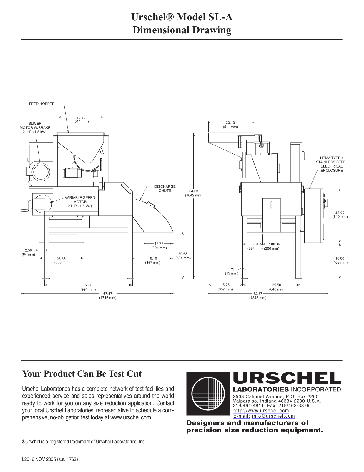 Urschel SL-A Parts Diagram