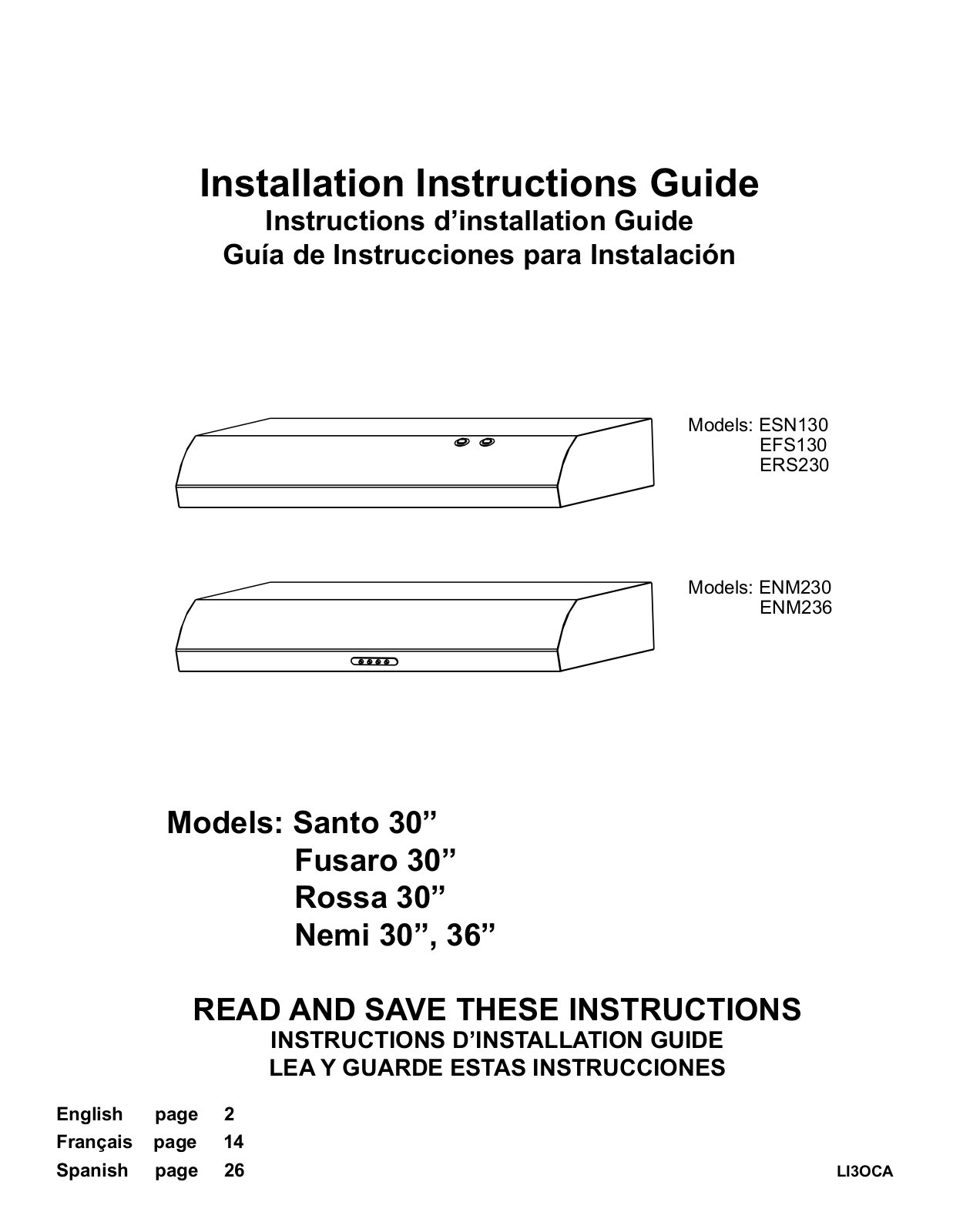 Elica ENM230BL Installation Manual