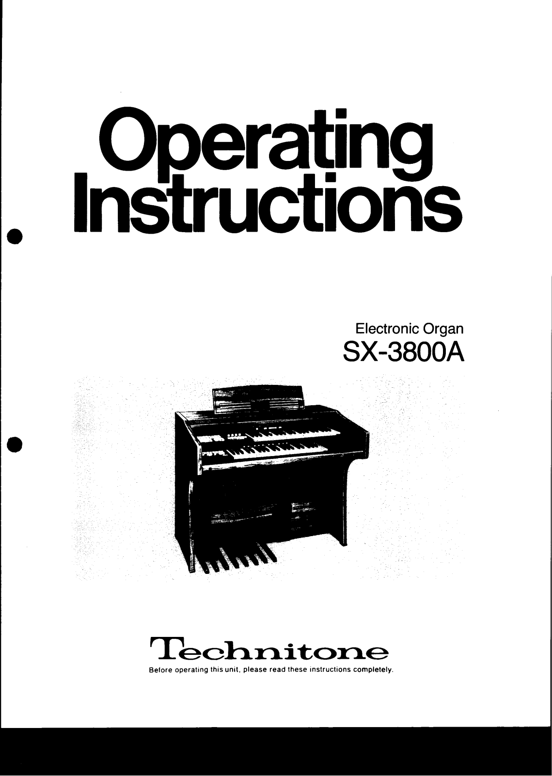 Technics SX-3800A User Manual