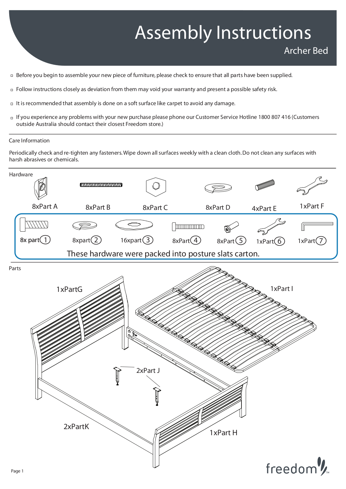 Freedom Archer Bed Assembly Instruction