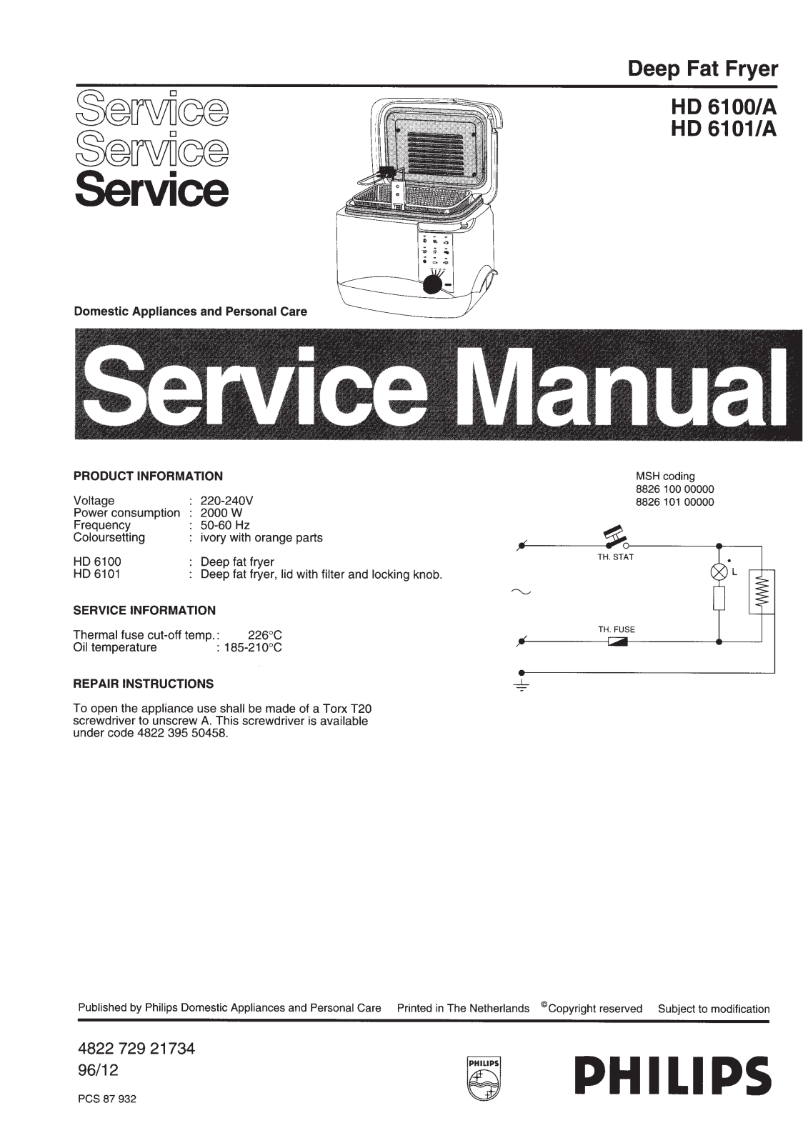 Philips HD6100A Service Manual