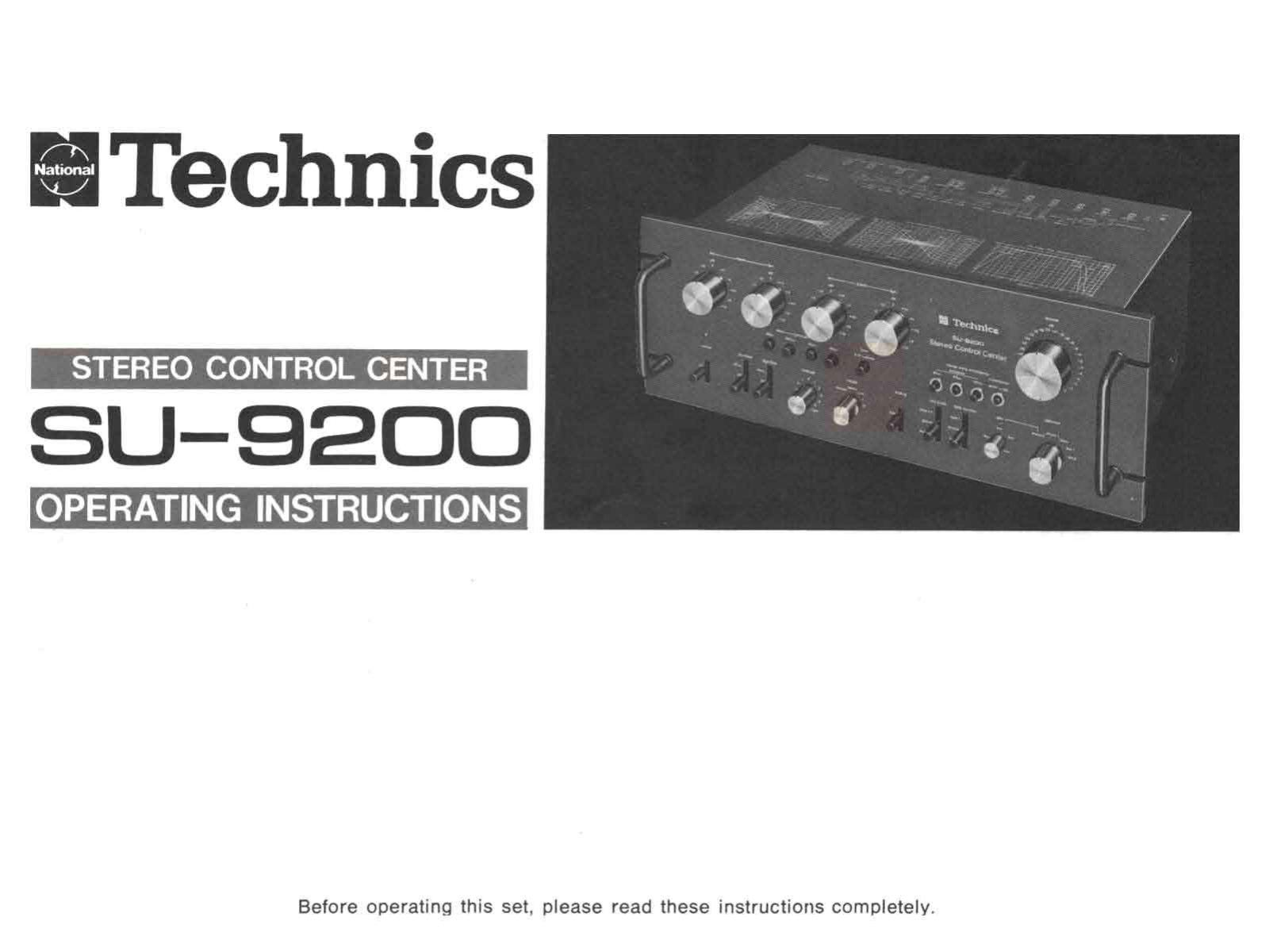 Technics SU-9200 Owners Manual