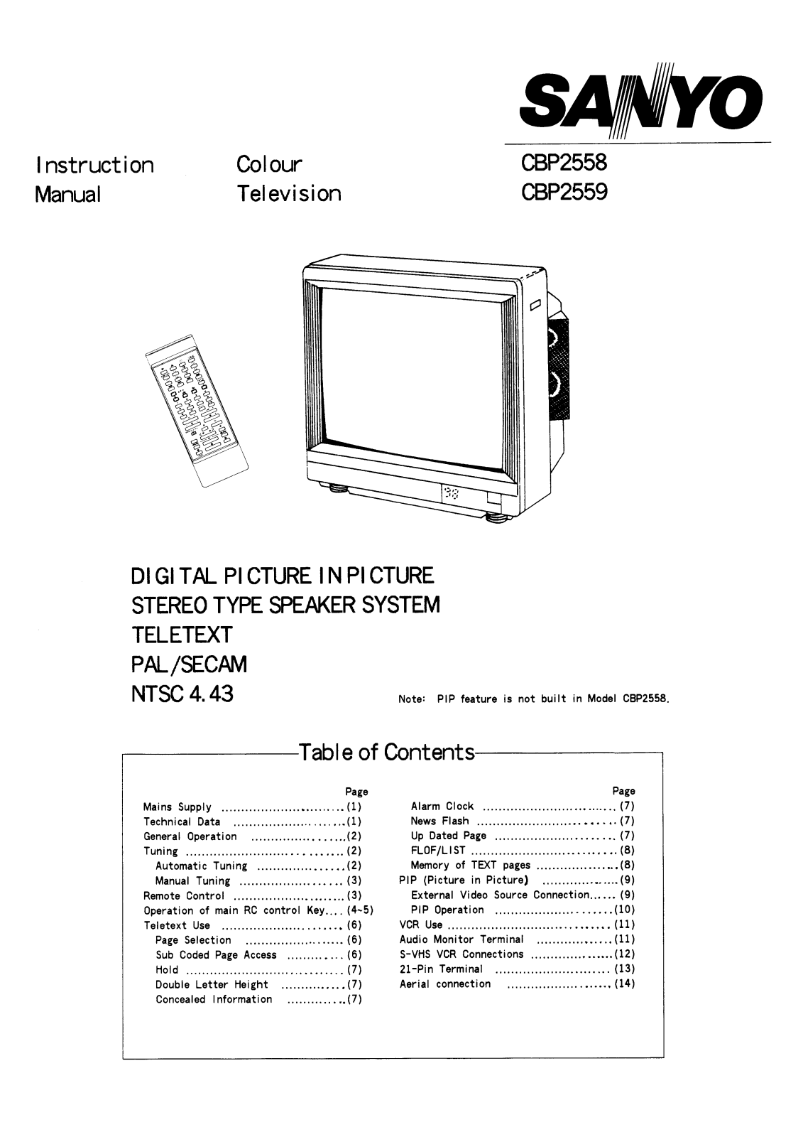 Sanyo CBP2558, CBP2559 Instruction Manual