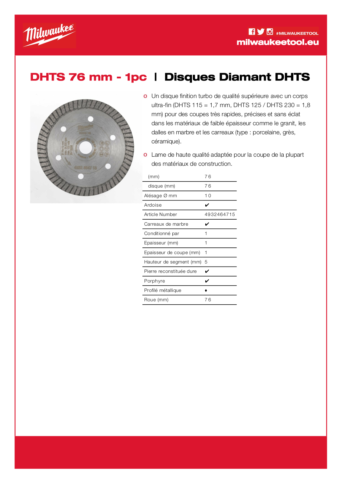 Milwaukee 4932464715 Specification - ManualMachine.com
