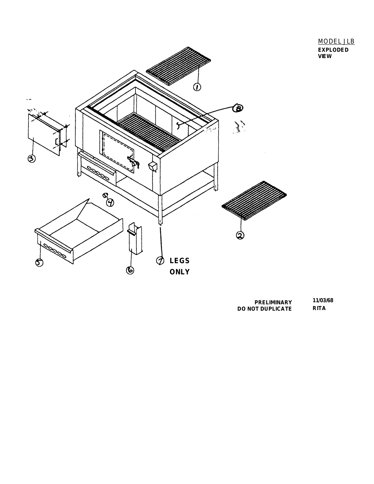 Jade Range Co JLB-42 Parts List