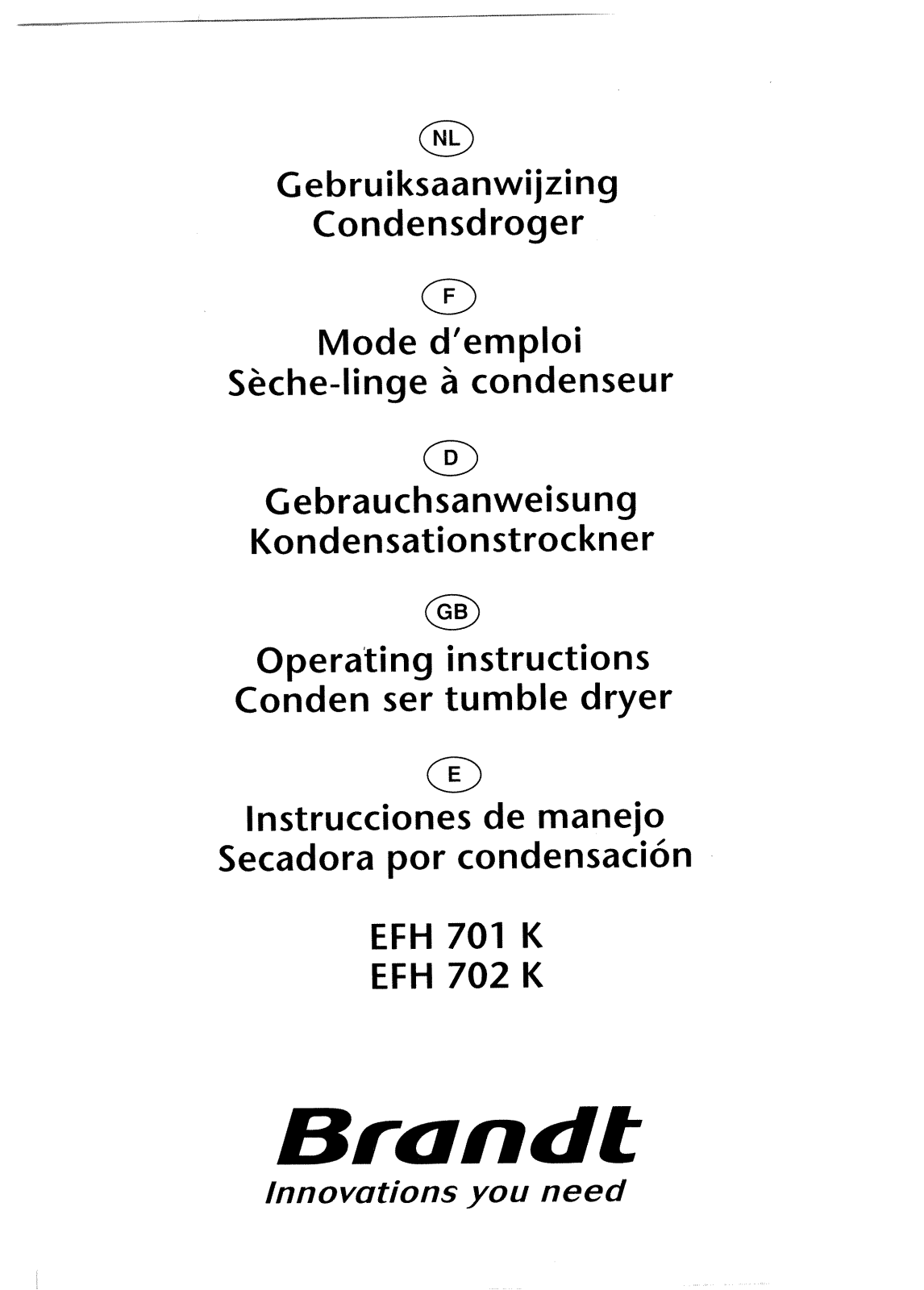 BRANDT EFH702K User Manual