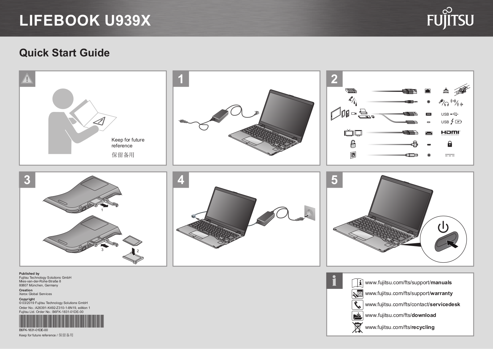 Fujitsu U939X Manual de Consulta Rápida