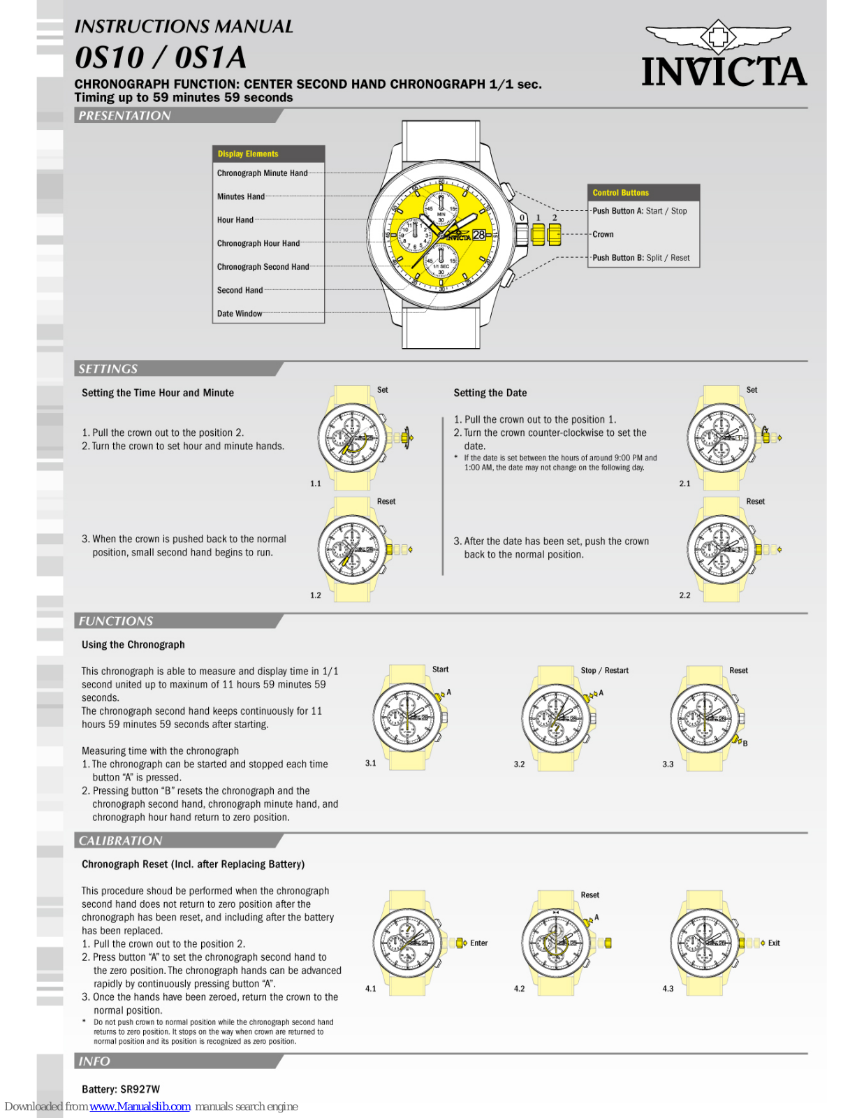 Invicta OS10, OS1A Instruction Manual