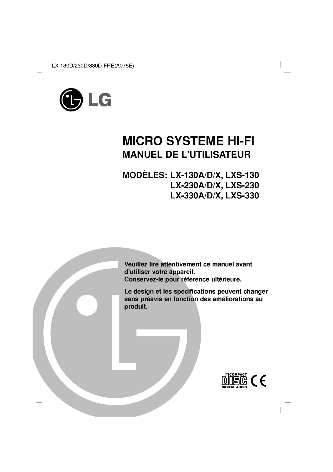 LG LX-130D User Manual