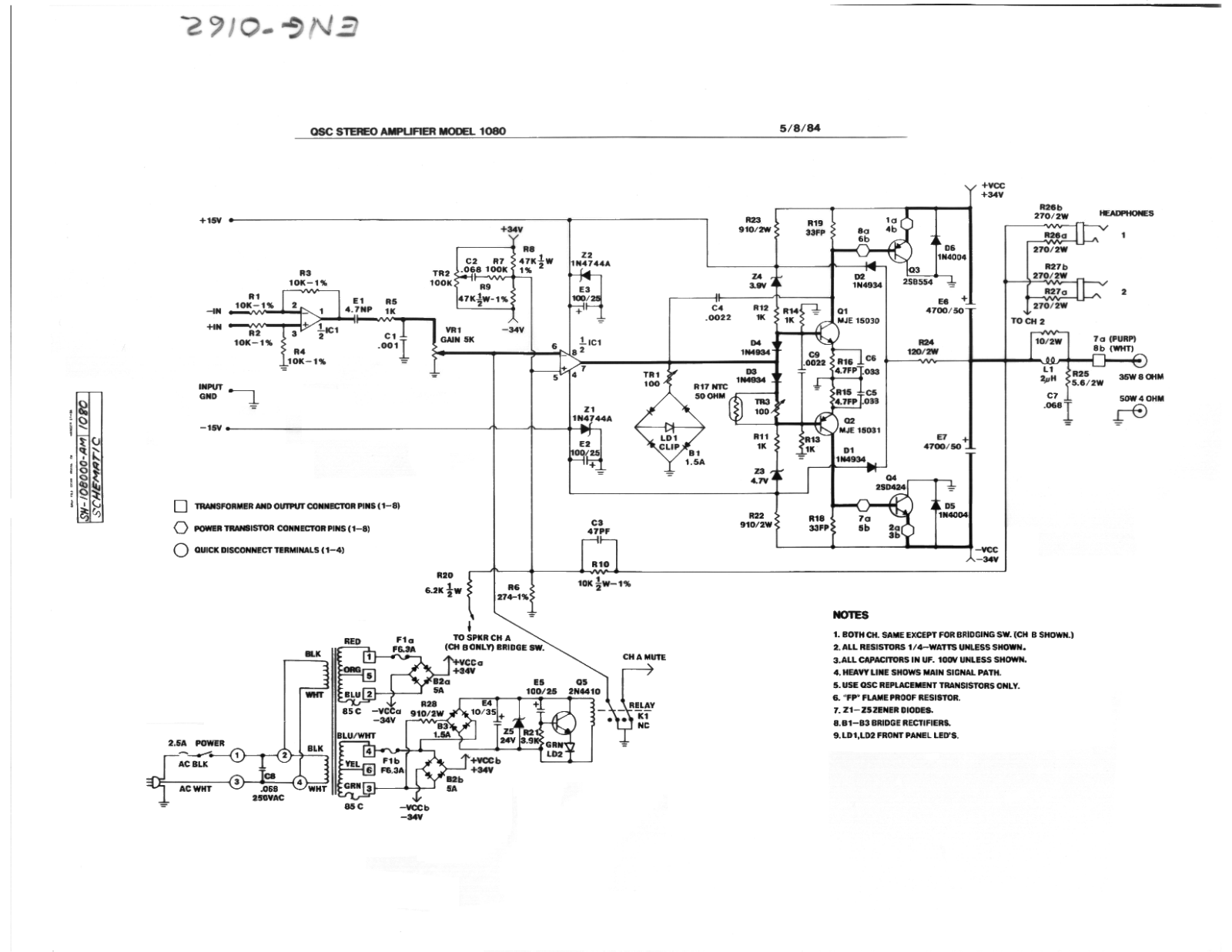 QSC 1080 Schematic